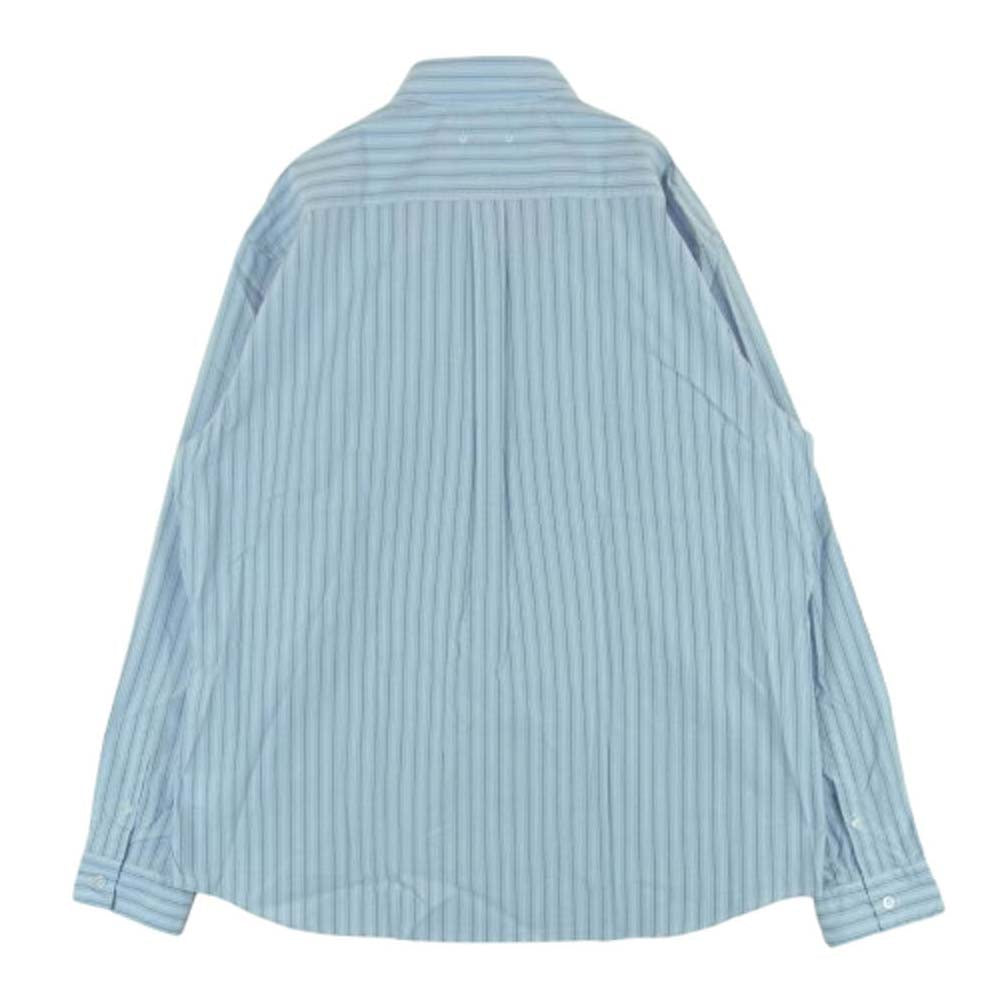 SOPHNET. ソフネット SOPH-250010 STRIPE REGULAR FIT SHIRT ストライプ レギュラー フィット 長袖 シャツ ライトブルー系 XL【新古品】【未使用】【中古】