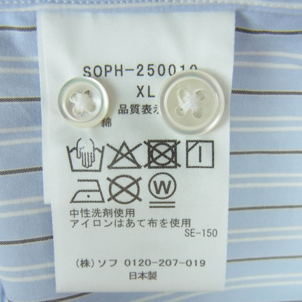 SOPHNET. ソフネット SOPH-250010 STRIPE REGULAR FIT SHIRT ストライプ レギュラー フィット 長袖 シャツ ライトブルー系 XL【新古品】【未使用】【中古】