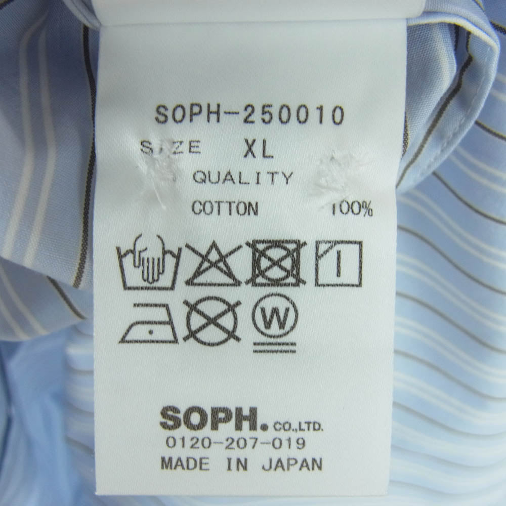 SOPHNET. ソフネット SOPH-250010 STRIPE REGULAR FIT SHIRT ストライプ レギュラー フィット 長袖 シャツ ライトブルー系 XL【新古品】【未使用】【中古】