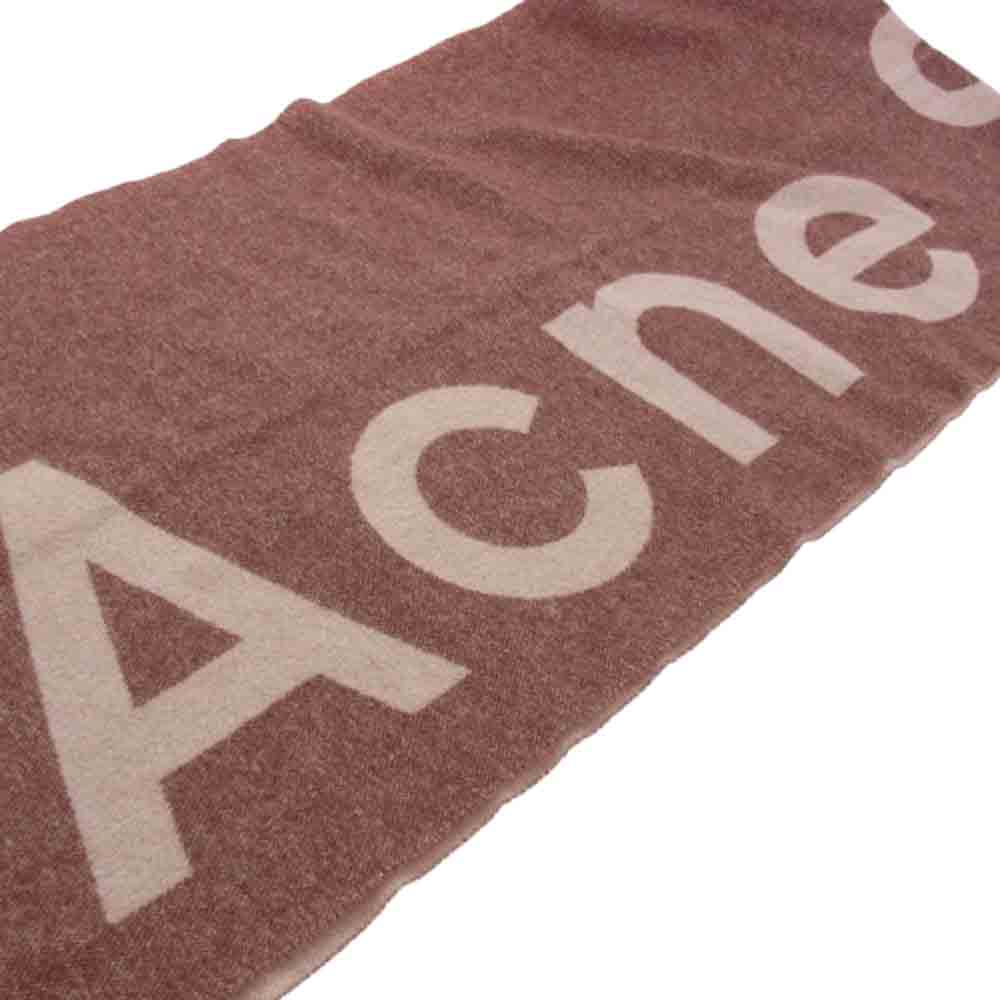 ACNE STUDIOS アクネストゥディオズ ビッグロゴ ウール マフラー ピンク系【中古】