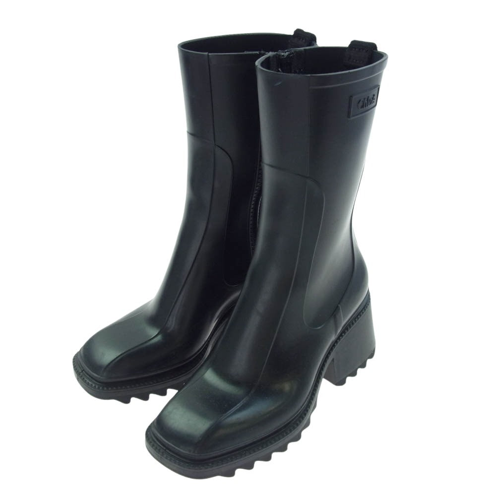 Chloe クロエ CHC19W239G800137W BETTY RAINBOOTS ベティ レインブーツ ロングブーツ ブラック系 37【中古】