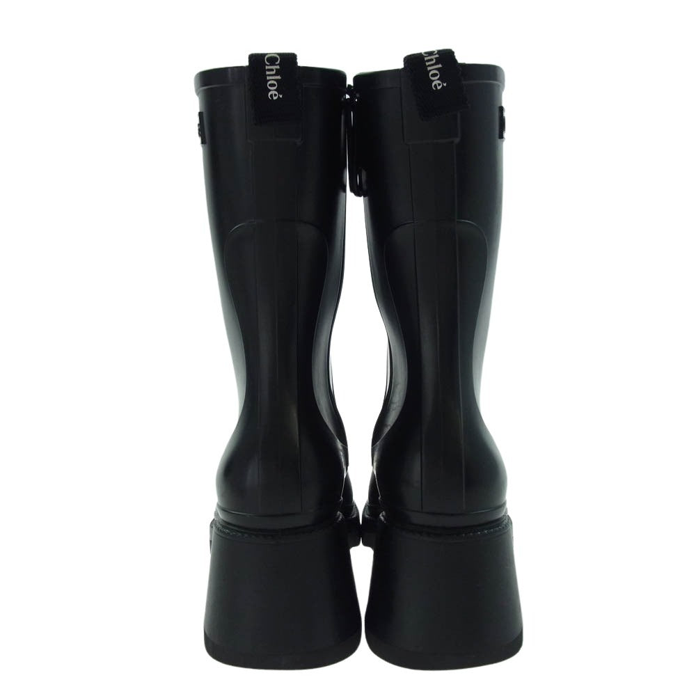 Chloe クロエ CHC19W239G800137W BETTY RAINBOOTS ベティ レインブーツ ロングブーツ ブラック系 37【中古】