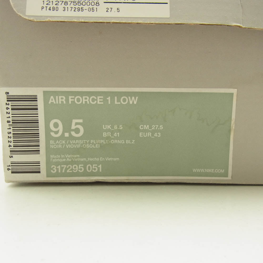 NIKE ナイキ 317295-051 Air Force 1 Low Charles Barkley Suns Away エアフォース1 ロー チャールズ バークレー サンズ アウェイ スニーカー ブラック系 パープル系 27.5cm【中古】