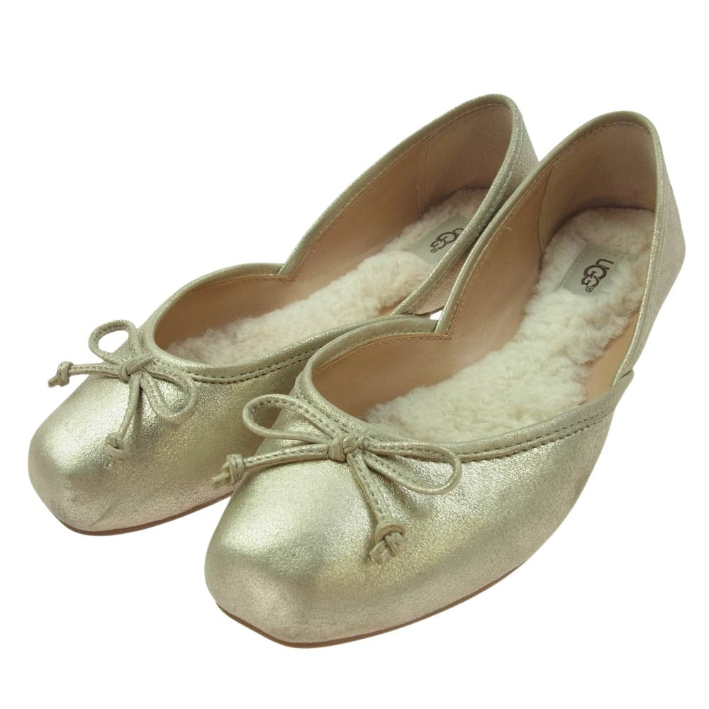 UGG アグ 1095090 レナフラット ボア シューズ パンプス ゴールド系 24【中古】