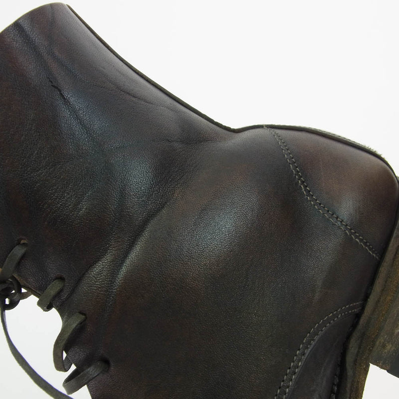 GUIDI グイディ レザー レースアップ ブーツ ダークブラウン系 39