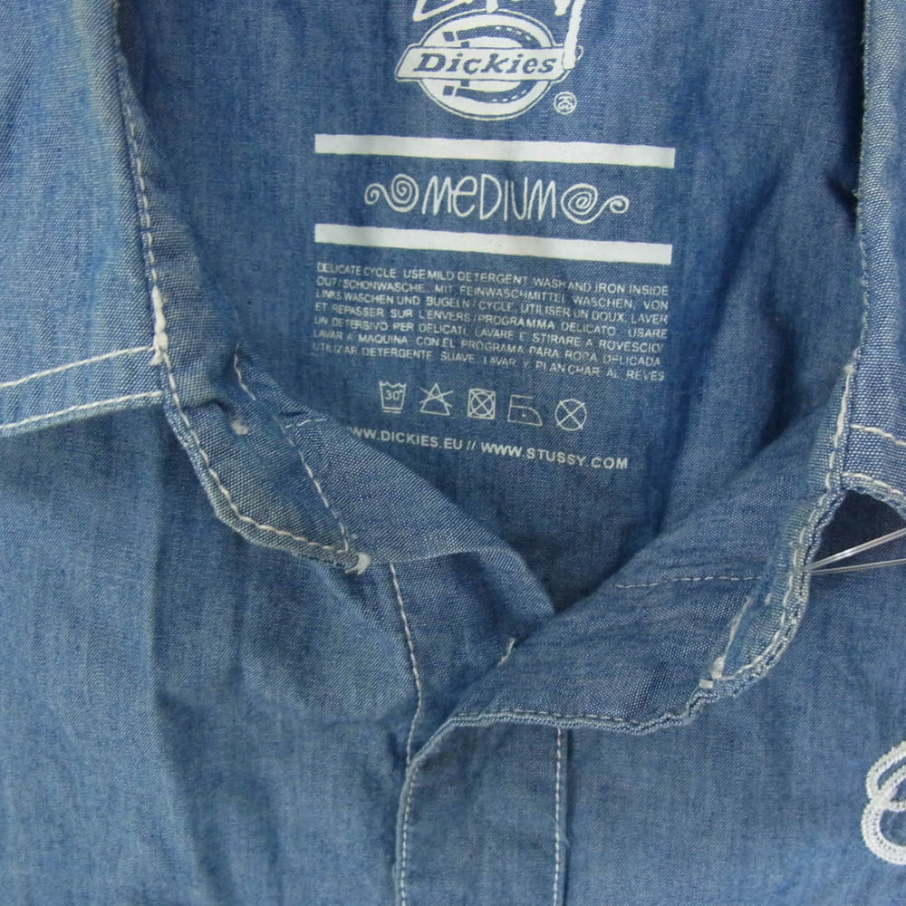 STUSSY ステューシー × Dickies ディッキーズ シャンブレー ワークシャツ ブルー系 M【中古】