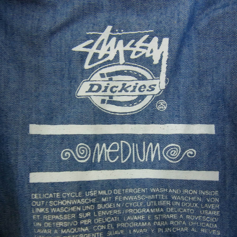 STUSSY ステューシー × Dickies ディッキーズ シャンブレー ワークシャツ ブルー系 M【中古】