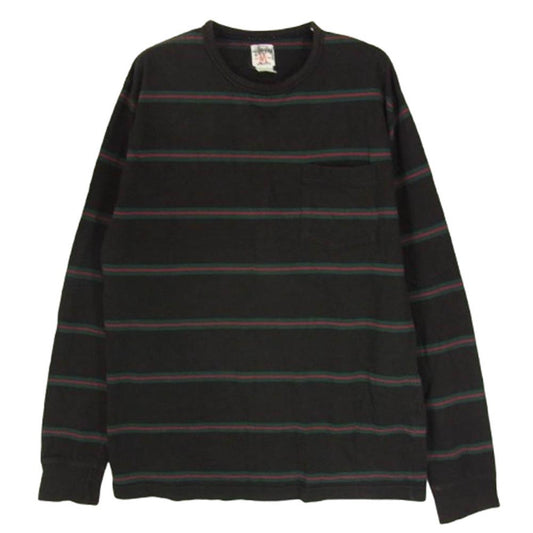 STUSSY ステューシー 90s ボーダー ロングスリーブ 長袖 Tシャツ ブラック系 M【中古】
