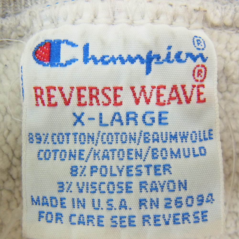 Champion チャンピオン USA製 90s 刺繍タグ リバースウィーブ VILLANOVA BASKETBALL プリント スウェット グレー系 XL【中古】