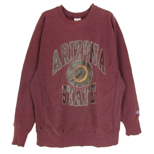 Champion チャンピオン USA製 90s 刺繍タグ リバースウィーブ ARIZONA STATE プリント スウェット エンジ系 L【中古】