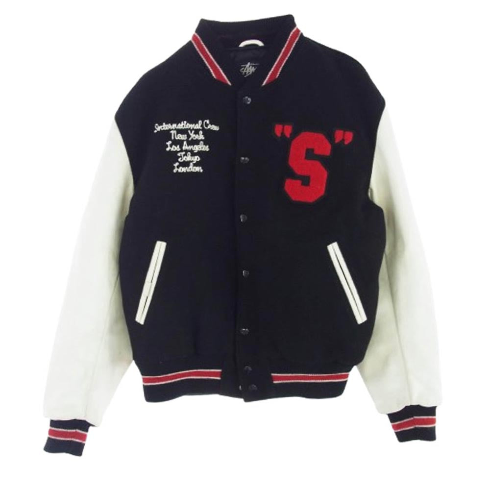 STUSSY ステューシー 03AW 世界1000着限定 2003年製 varsity jacket シリアルナンバー 003 スタジャン バーシティ ジャケット ホワイト系 ブラック系 L【中古】
