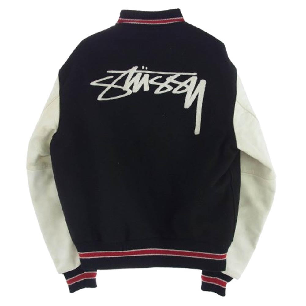 STUSSY ステューシー 03AW 世界1000着限定 2003年製 varsity jacket シリアルナンバー 003 スタジャン バーシティ ジャケット ホワイト系 ブラック系 L【中古】