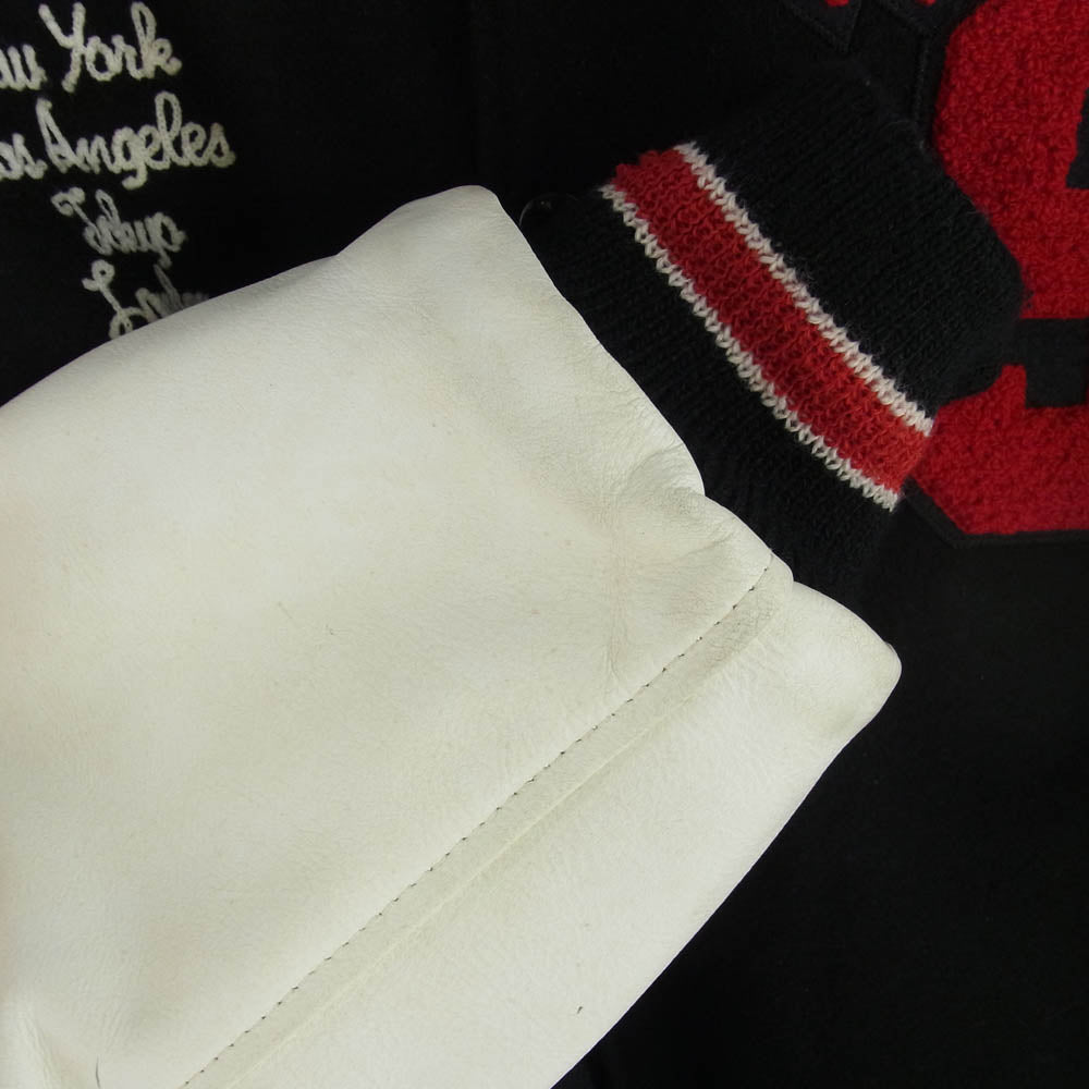 STUSSY ステューシー 03AW 世界1000着限定 2003年製 varsity jacket シリアルナンバー 003 スタジャン バーシティ ジャケット ホワイト系 ブラック系 L【中古】