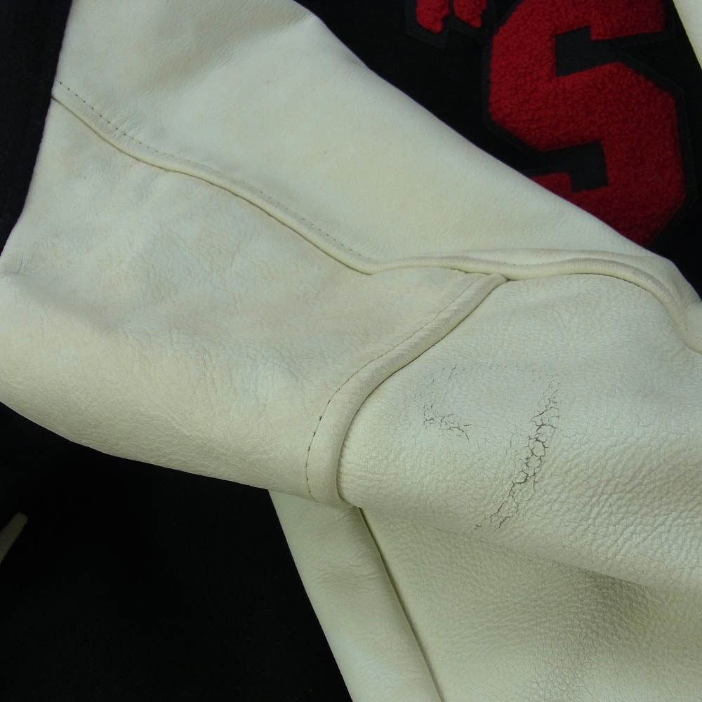 STUSSY ステューシー 03AW 世界1000着限定 2003年製 varsity jacket シリアルナンバー 003 スタジャン バーシティ ジャケット ホワイト系 ブラック系 L【中古】