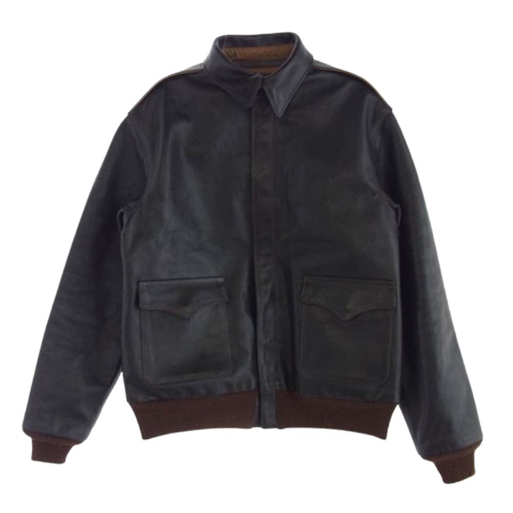 The REAL McCOY'S ザリアルマッコイズ MJ22001 TYPE A-2 MODEL 220 ホースハイド レザー フライト ジャケット ダークブラウン系 42【中古】