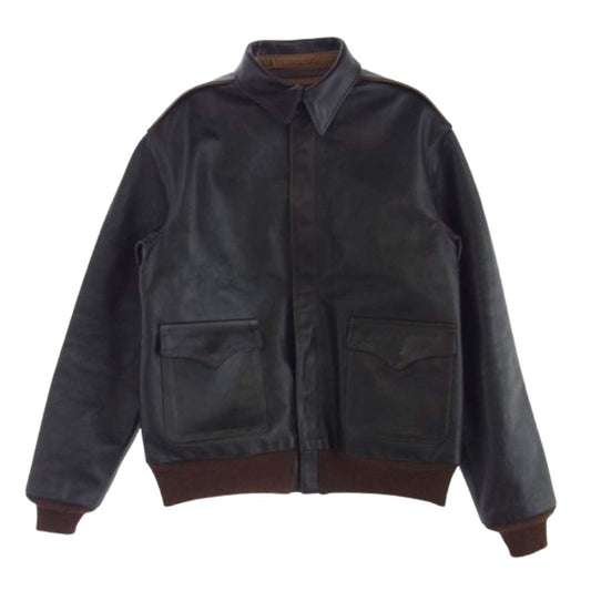 The REAL McCOY'S ザリアルマッコイズ MJ22001 TYPE A-2 MODEL 220 ホースハイド レザー フライト ジャケット ダークブラウン系 42【中古】
