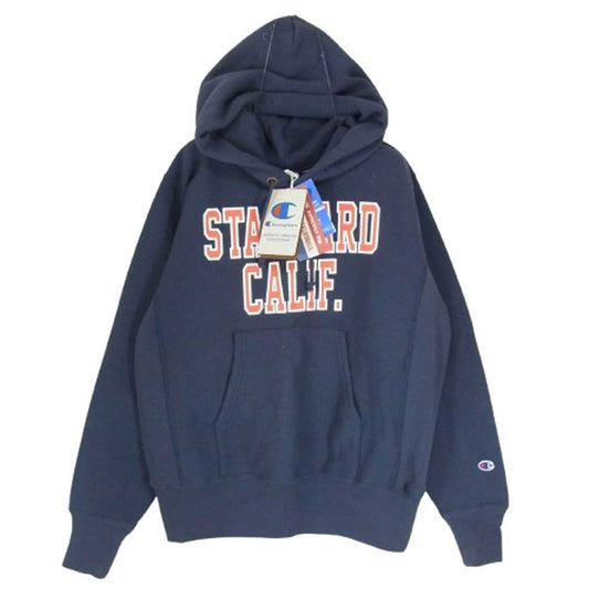 STANDARD CALIFORNIA スタンダードカリフォルニア SWOHM168 × Champion チャンピオン SD Reverse Weave Hood Sweat リバースウィーブ フーディ パーカー ネイビー系 S【新古品】【未使用】【中古】