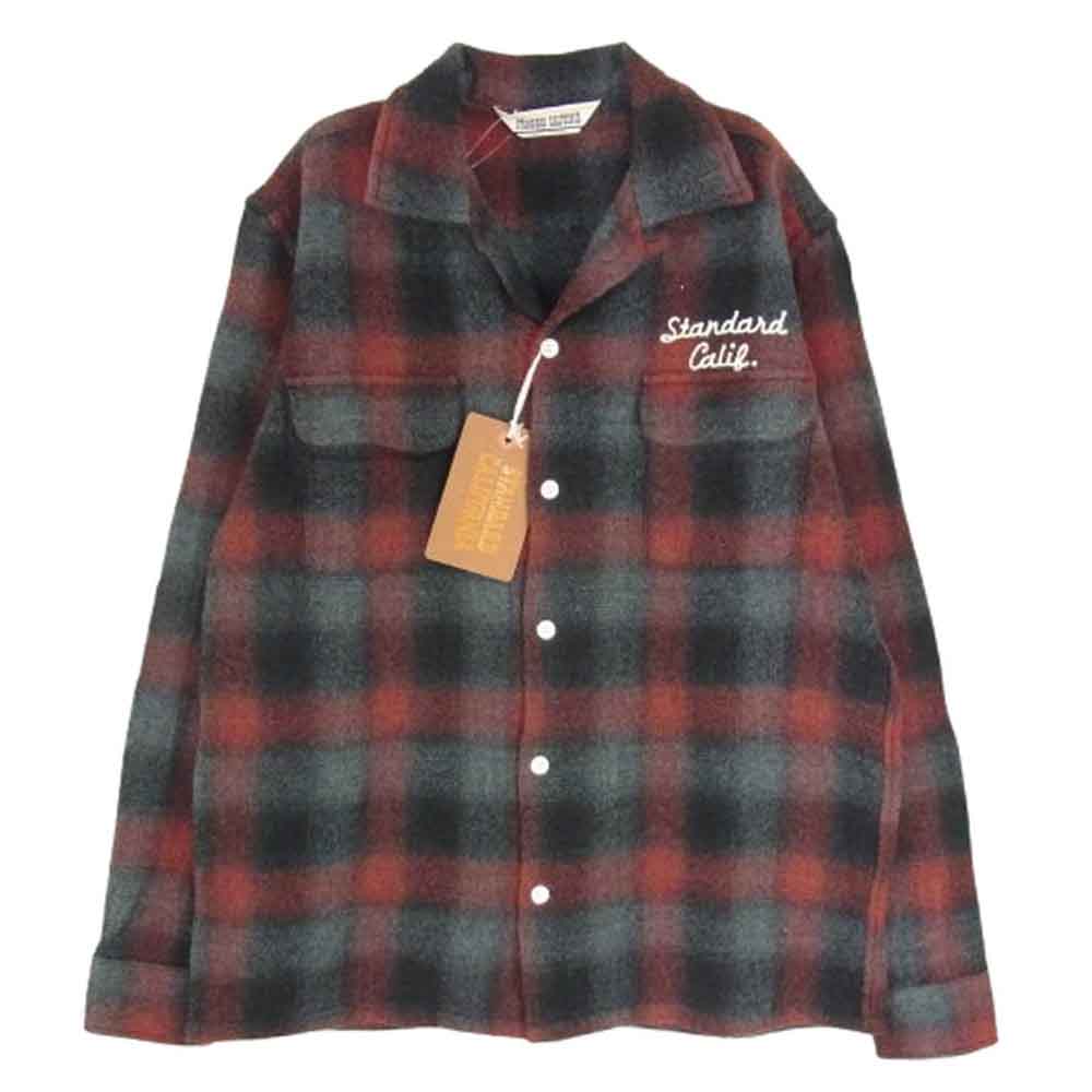 STANDARD CALIFORNIA スタンダードカリフォルニア SHOLB240 SD WOOL CHECK SHIRT ウール チェック 長袖 シャツ レッド系 S【新古品】【未使用】【中古】