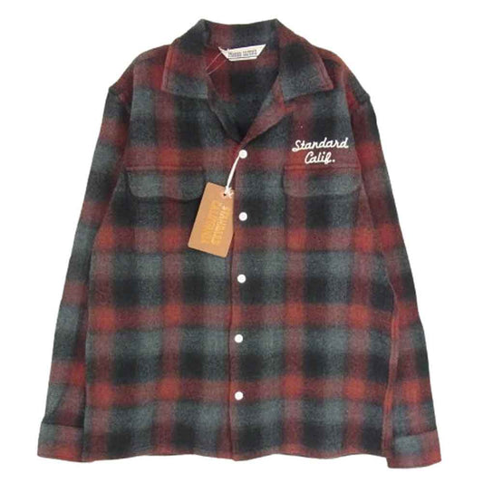 STANDARD CALIFORNIA スタンダードカリフォルニア SHOLB240 SD WOOL CHECK SHIRT ウール チェック 長袖 シャツ レッド系 S【新古品】【未使用】【中古】