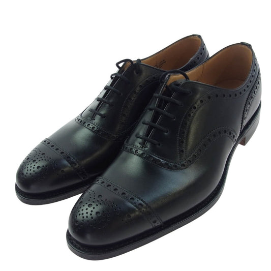 CHURCH'S チャーチ EEB006 DIPLOMAT ディプロマット 173 LAST セミブローグ カーフ レザー シューズ ブラック系 7.5F【新古品】【未使用】【中古】