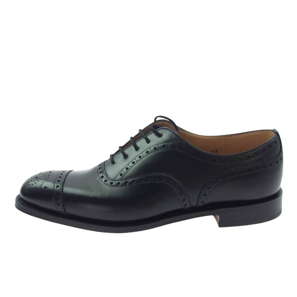 CHURCH'S チャーチ EEB006 DIPLOMAT ディプロマット 173 LAST セミブローグ カーフ レザー シューズ ブラック系 7.5F【新古品】【未使用】【中古】