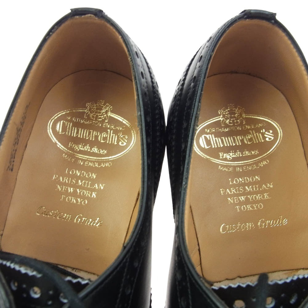 CHURCH'S チャーチ EEB006 DIPLOMAT ディプロマット 173 LAST セミブローグ カーフ レザー シューズ ブラック系 7.5F【新古品】【未使用】【中古】