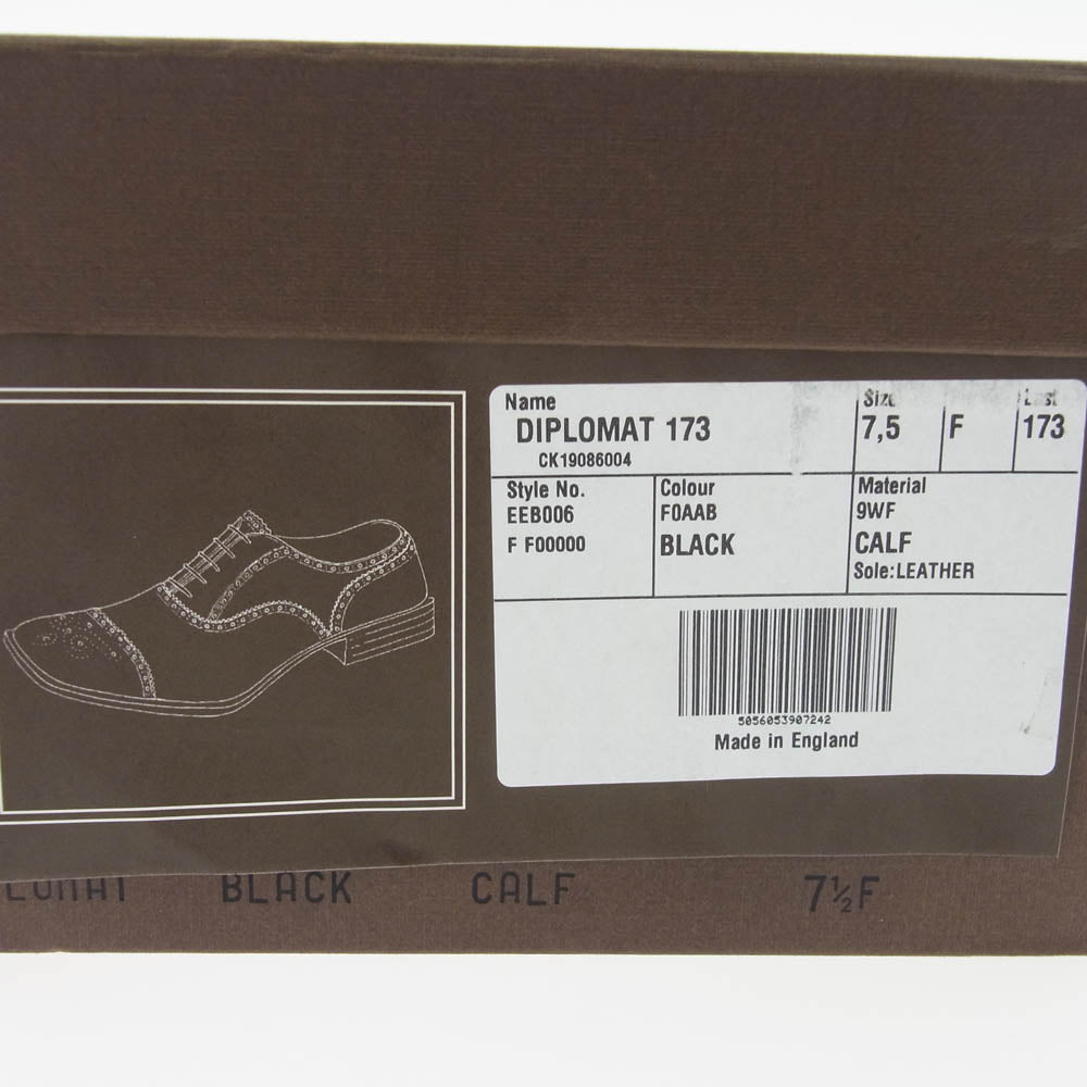 CHURCH'S チャーチ EEB006 DIPLOMAT ディプロマット 173 LAST セミブローグ カーフ レザー シューズ ブラック系 7.5F【新古品】【未使用】【中古】