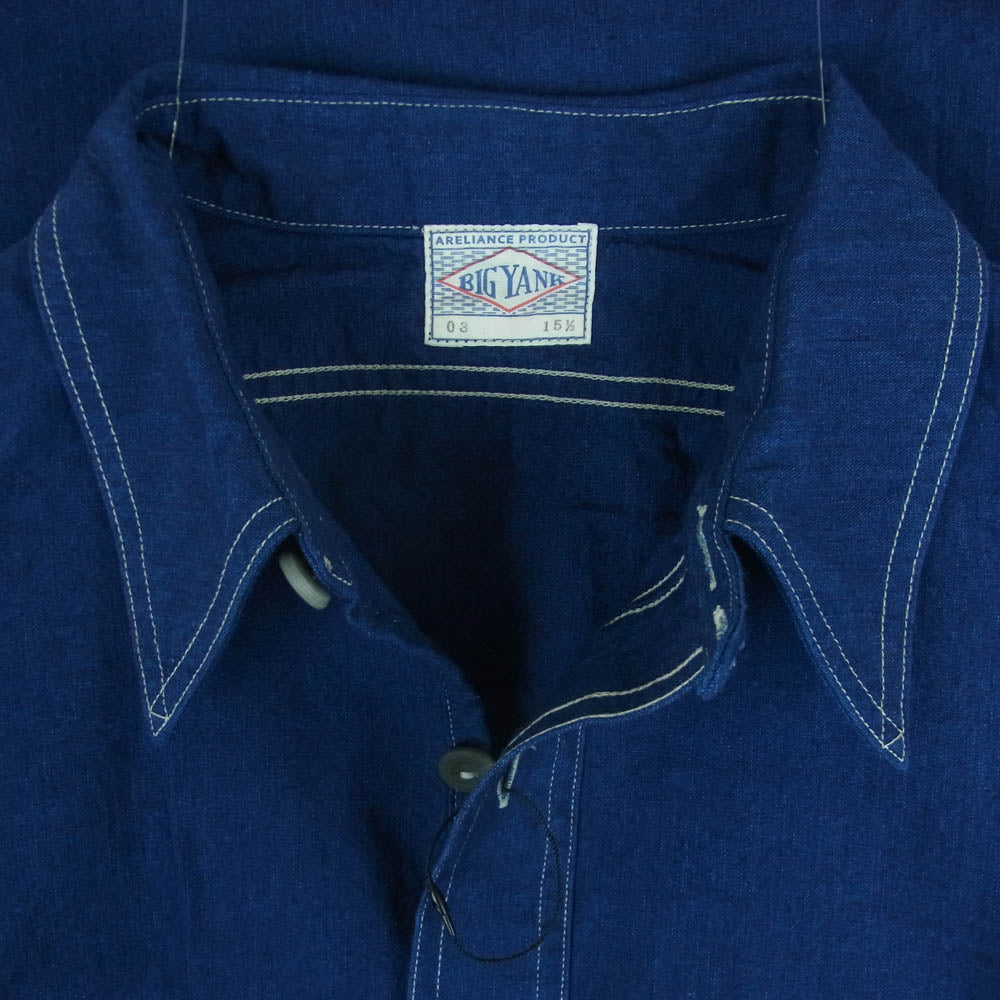 BIG YANK ビッグヤンク 23SS 600-231-01 SHIRT C 1919 PULLOVER プルオーバー シャンブレー 長袖 シャツ インディゴブルー系 15.5【極上美品】【中古】