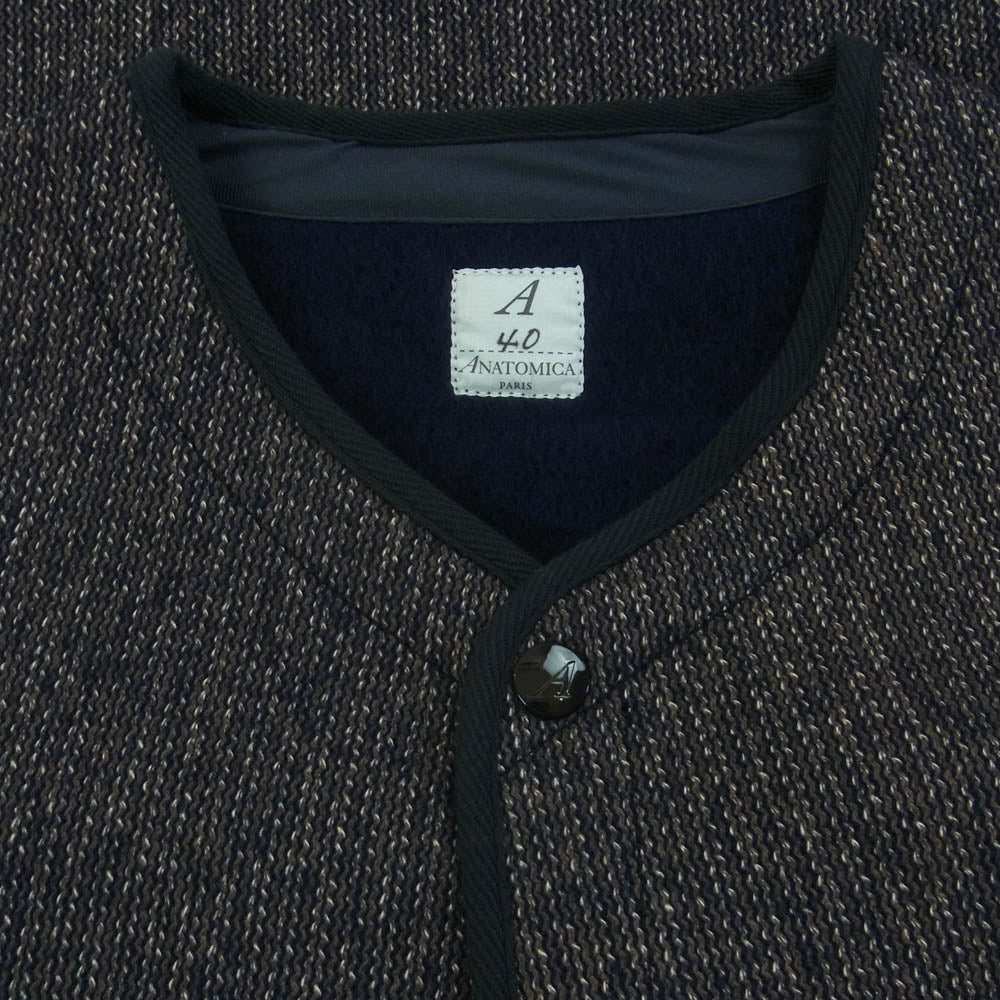 ANATOMICA アナトミカ 530-522-08 BB CLOTH VEST ビーチクロス ウール ベスト ジレ ソルト＆ペッパー ダークブラウン系 ダークネイビー系 40【極上美品】【中古】
