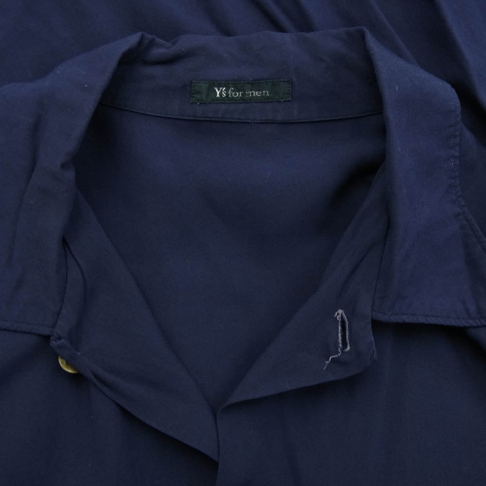 Y's Yohji Yamamoto ワイズ ヨウジヤマモト Y's for men ワイズフォーメン レーヨン オープンカラー 長袖シャツ ネイビー系 サイズ不明【中古】