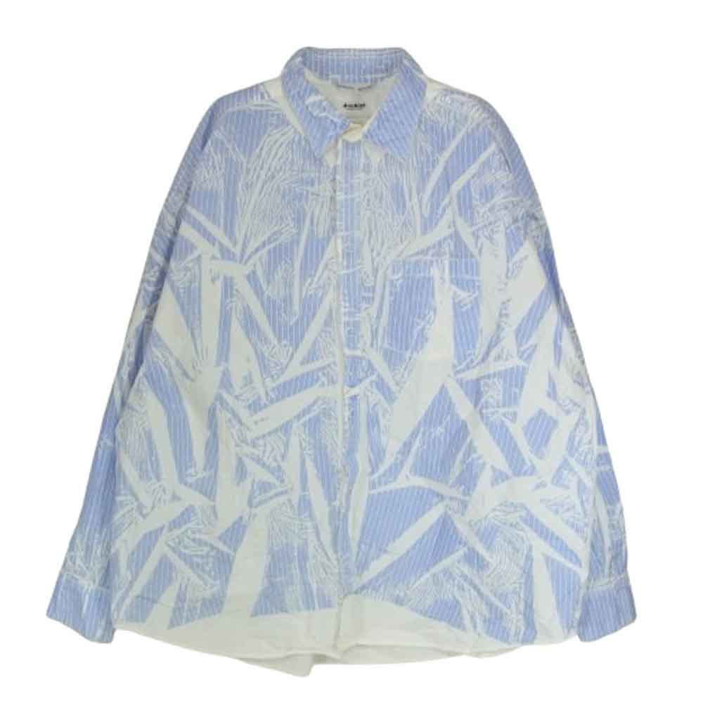 doublet ダブレット 19SS 19SS11SH59 COMPRESSED STRIPE SHIRT IN THE HANGER MOLD ハンガー圧縮 マジックテープ ストライプ シャツ ライトブルー系 M【中古】