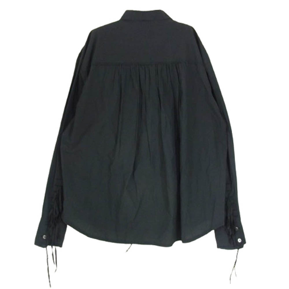 MIDORIKAWA ミドリカワ 19SS MID19SS-SH04B シルクテープ フリンジ カットオフ 長袖 シャツ ブラック系 FREE【中古】