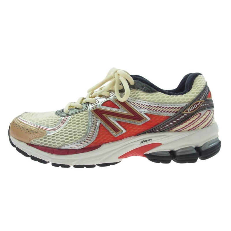 NEW BALANCE ニューバランス ML860AD2 × Aim? Leon Dore エメレオンドレ 860V2 Red レッド スニーカー オフホワイト系 レッド系 25.5cm【中古】