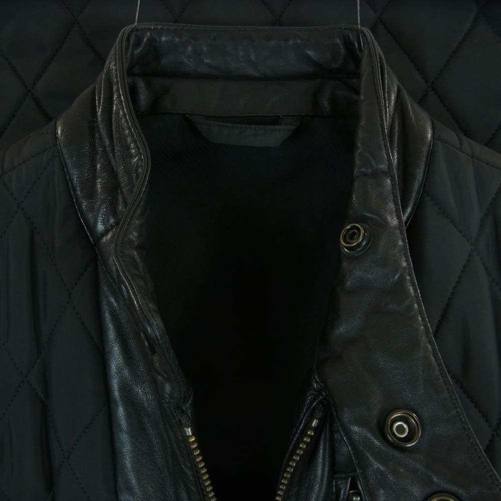 MAISON MARTIN MARGIELA メゾンマルタンマルジェラ 10ライン ラムレザー切替 中綿 キルティング ベスト ブラック系 46【中古】