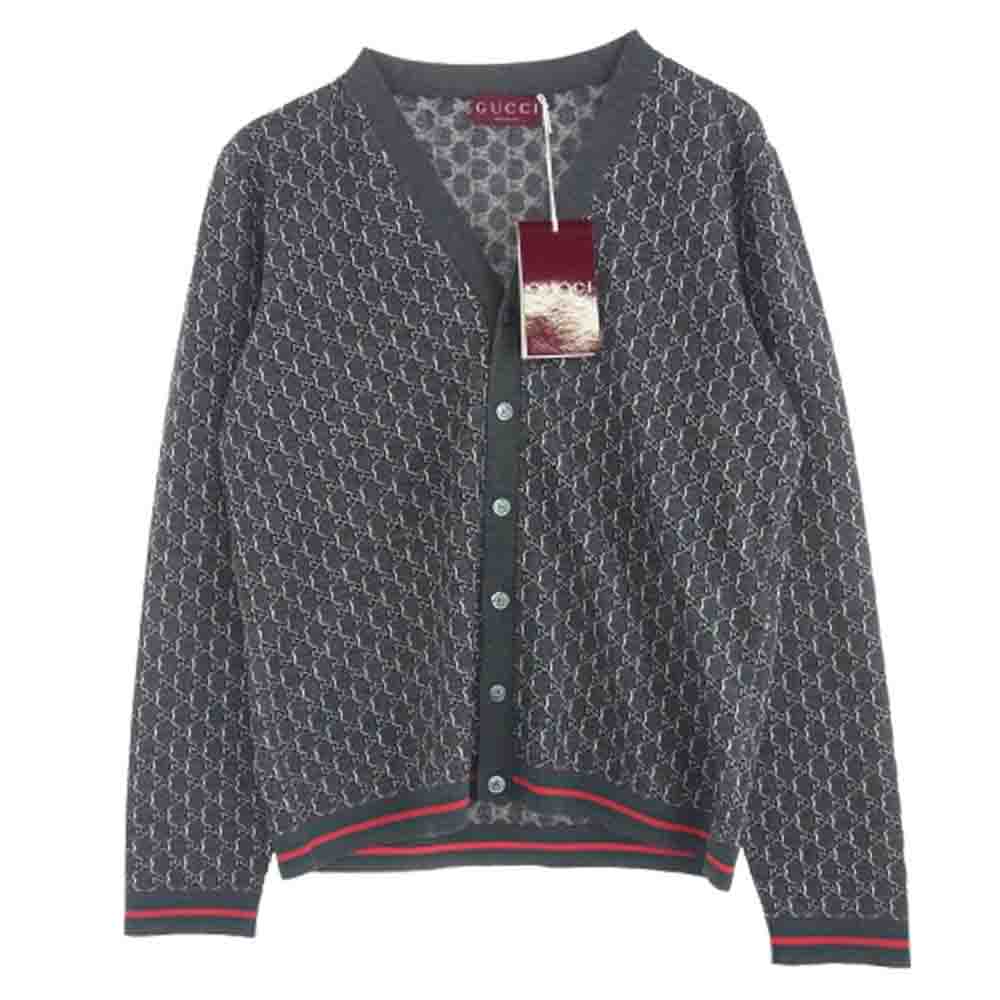 GUCCI グッチ 801702 シルク混 GGシャドー カーディガン グレー系 L【新古品】【未使用】【中古】