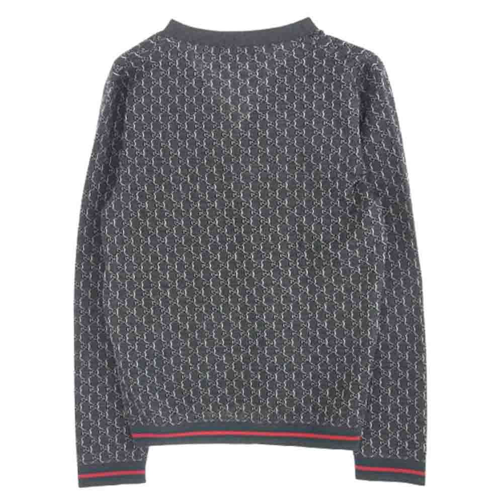 GUCCI グッチ 801702 シルク混 GGシャドー カーディガン グレー系 L【新古品】【未使用】【中古】