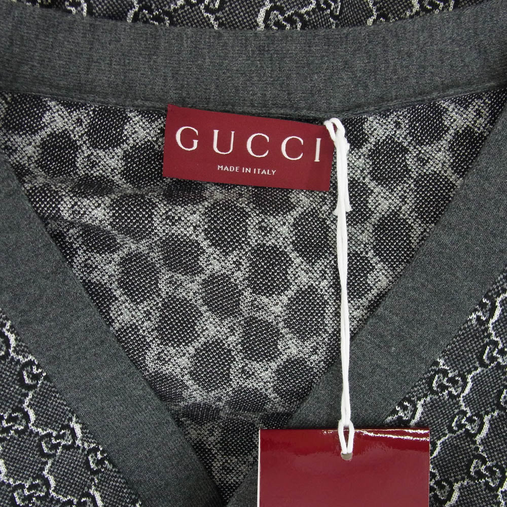 GUCCI グッチ 801702 シルク混 GGシャドー カーディガン グレー系 L【新古品】【未使用】【中古】
