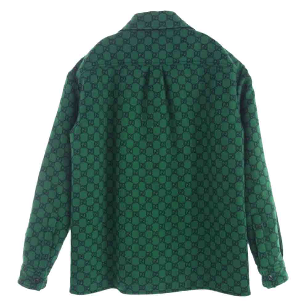 GUCCI グッチ 24SS 770330 GG 総柄 ウール フランネル シャツ ブルゾン ジャケット グリーン系 44【極上美品】【中古】