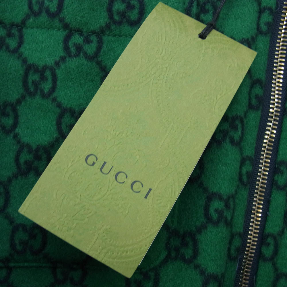 GUCCI グッチ 24SS 770330 GG 総柄 ウール フランネル シャツ ブルゾン ジャケット グリーン系 44【極上美品】【中古】