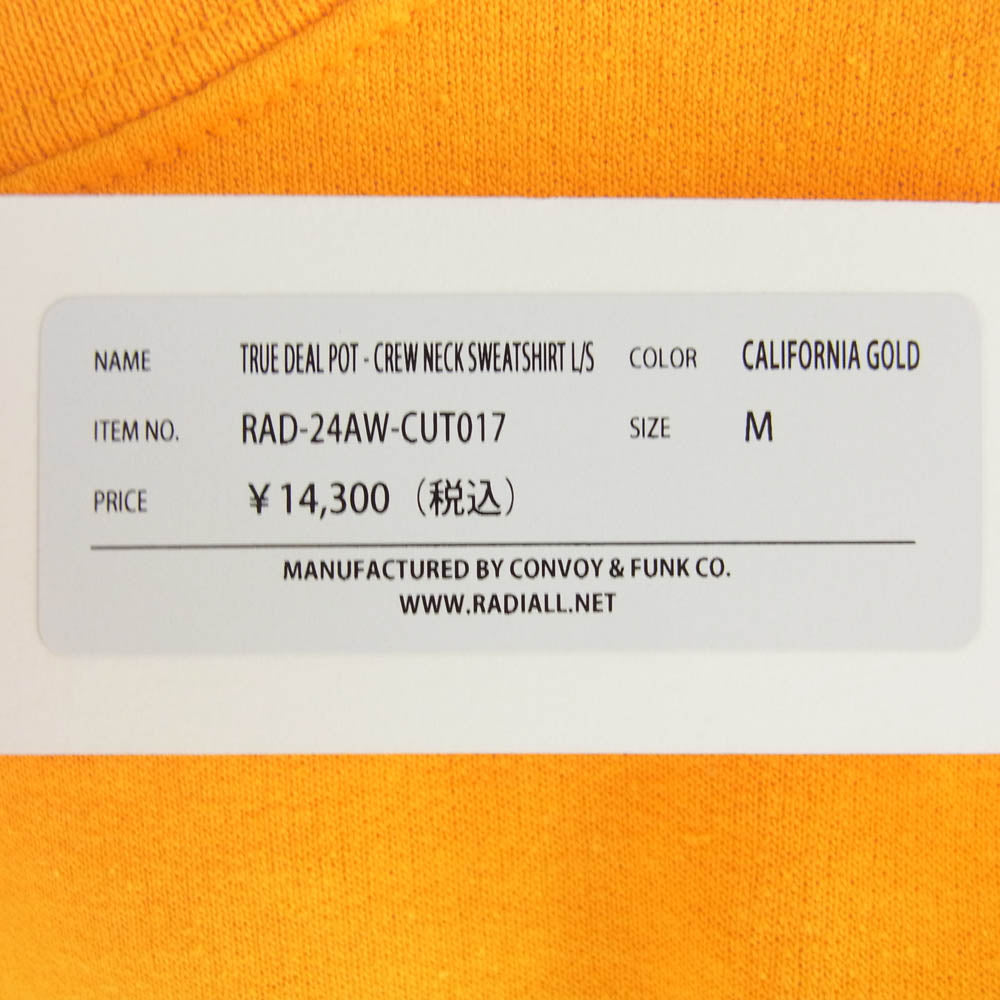 RADIALL ラディアル 24AW RAD-24AW-CUT017 TRUE DEAL POT - CREW NECK SWEATSHIRT L/S クルーネック スウェット 裏起毛 イエロー系 M【中古】