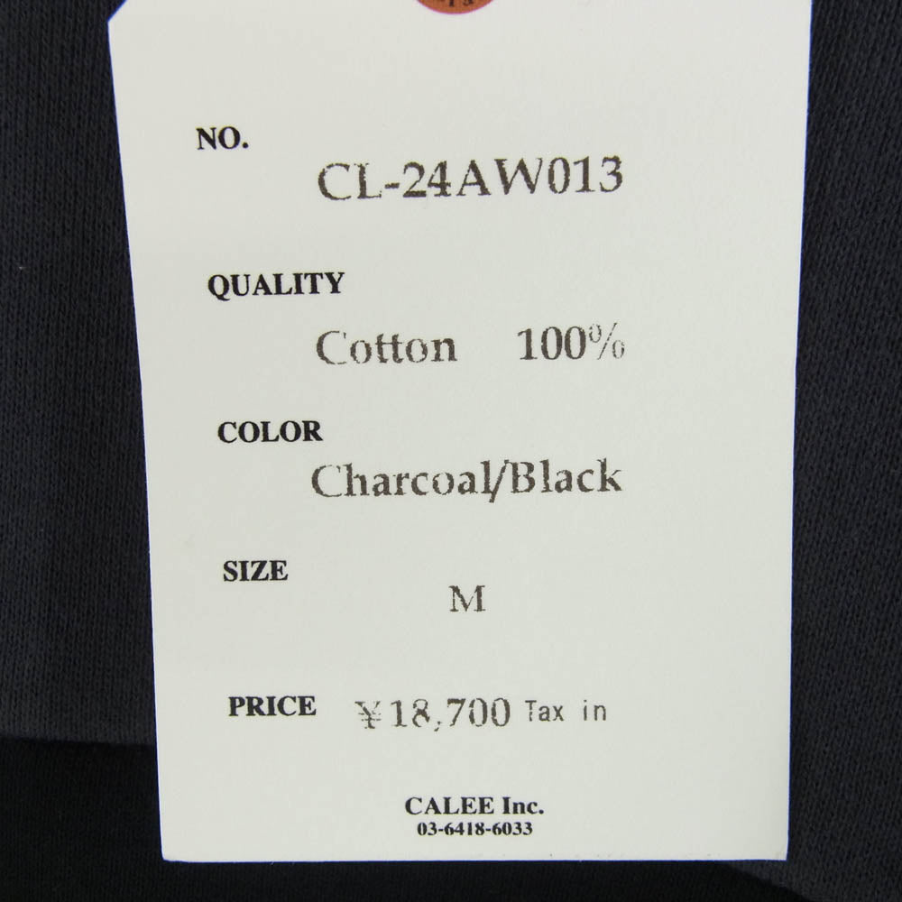 CALEE キャリー 24AW CL-24AW013 BICOLOR CREW NECK SW ツートーン クルーネック スウェット トレーナー グレー系 ブラック系 M【美品】【中古】