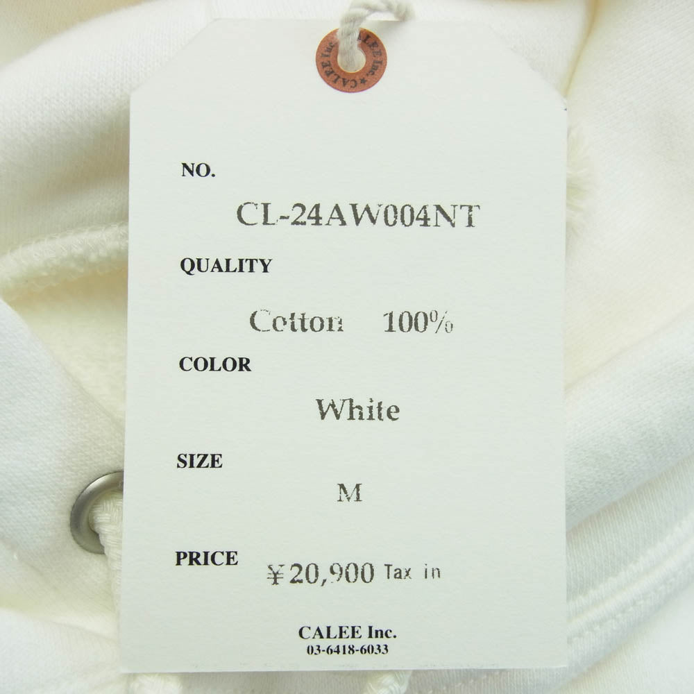 CALEE キャリー 24AW CL-24AW004NT CALEE LOGO PULLOVER HD ロゴ プリント プルオーバー フーディ パーカー ホワイト ホワイト系 M【極上美品】【中古】