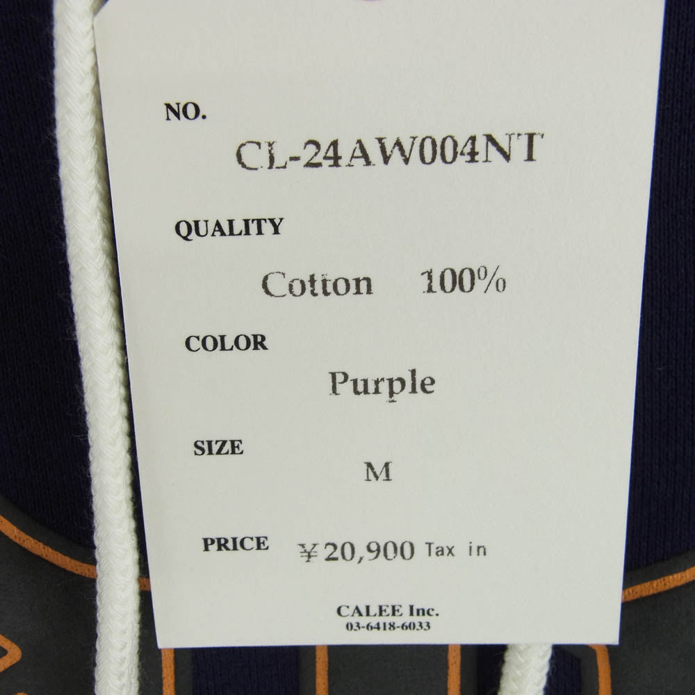 CALEE キャリー 24AW CL-24AW004NT CALEE LOGO PULLOVER HD プルオーバー パーカー フーディ パープル パープル系 M【美品】【中古】