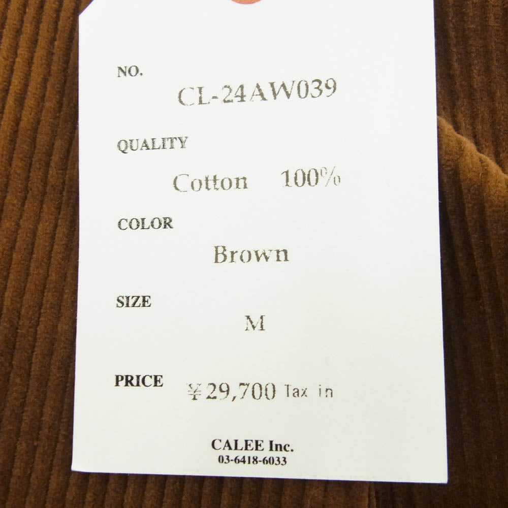 CALEE キャリー 24AW CL-24AW039 8w COURDUROY TUCK WIDE SLACKS BROWN コーデュロイ 1タック ワイド スラックス ストレート パンツ ブラウン系 M【美品】【中古】