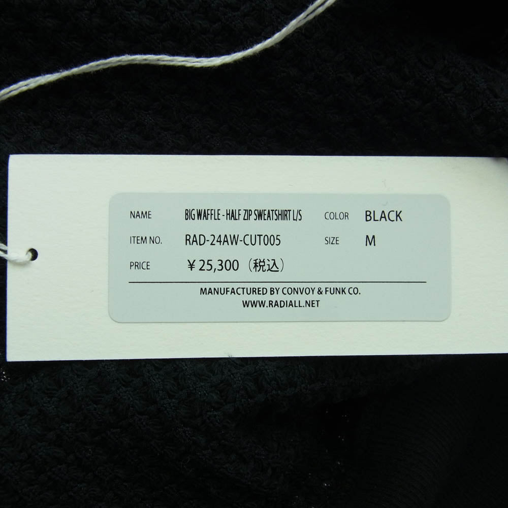 RADIALL ラディアル 24AW RAD-24AW-CUT005 BIG WAFFLE - HALF ZIP SWEATSHIRT L S ハーフジップ スウェット ブラック系 M【美品】【中古】