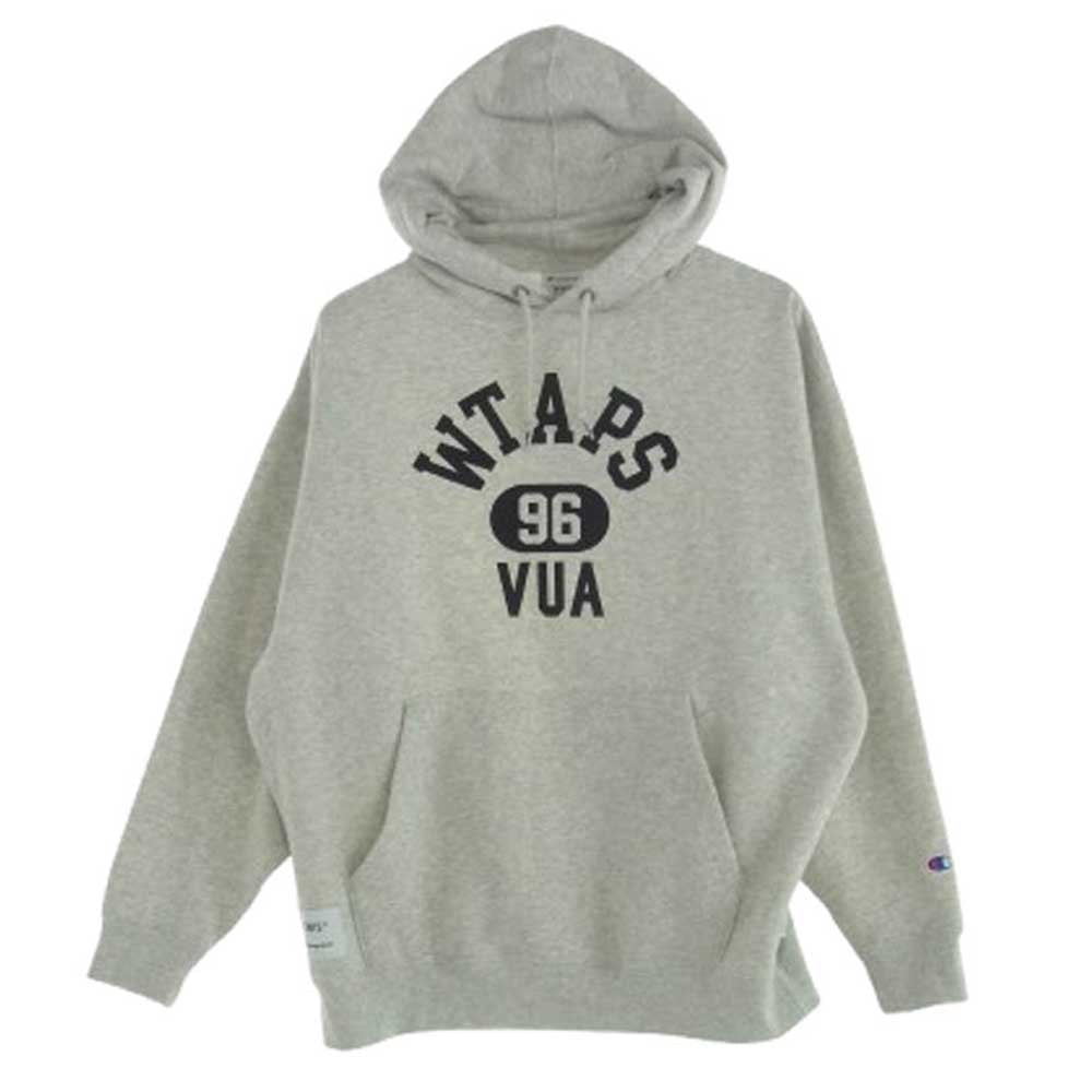 WTAPS ダブルタップス 24AW 242HBCHD-CSM04S C8-B114 × Champion チャンピオン Academy Hooded アカデミー フーディー プルオーバーパーカー グレー系 M【美品】【中古】