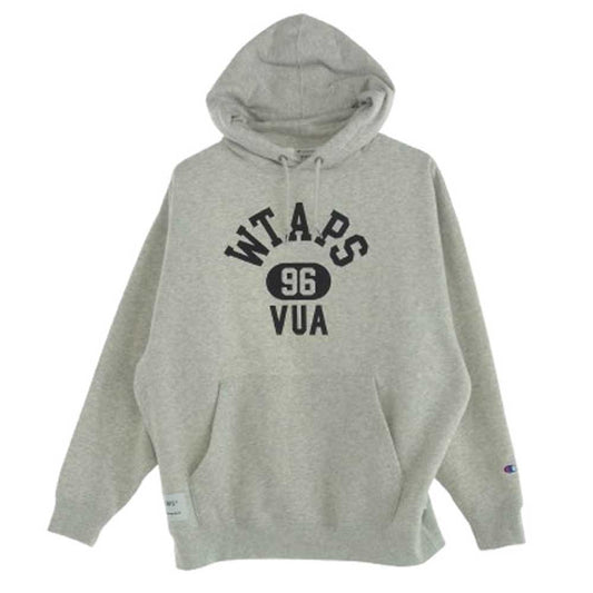WTAPS ダブルタップス 24AW 242HBCHD-CSM04S C8-B114 × Champion チャンピオン Academy Hooded アカデミー フーディー プルオーバーパーカー グレー系 M【美品】【中古】