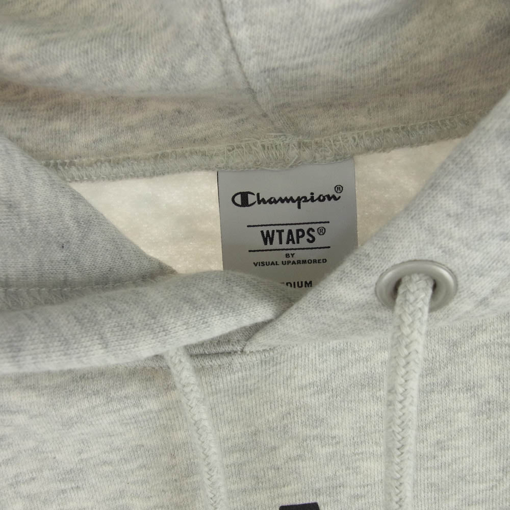 WTAPS ダブルタップス 24AW 242HBCHD-CSM04S C8-B114 × Champion チャンピオン Academy Hooded アカデミー フーディー プルオーバーパーカー グレー系 M【美品】【中古】
