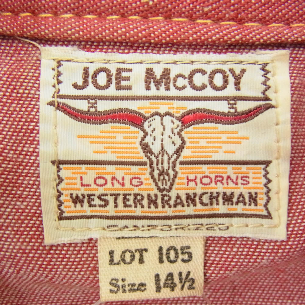 JOE McCOY Lot 105 WESTERN RANCHMAN ウエスタンランチマン ウエスタンシャツ 長袖 レッド系 14 1/2【中古】