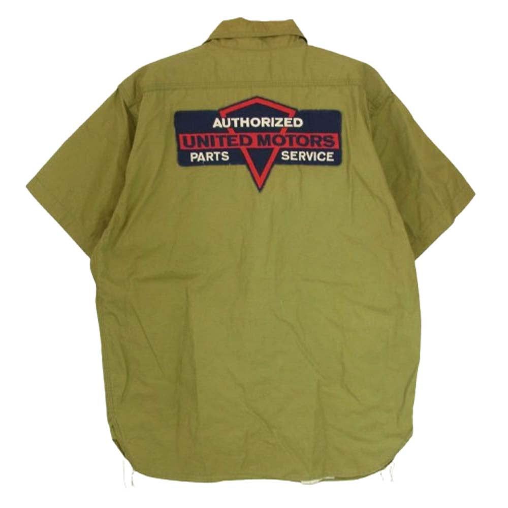 JOE McCOY Lot 11 8HOUR UNION WORK SHIRT ワッペン 半袖 ワークシャツ カーキ系 15【中古】